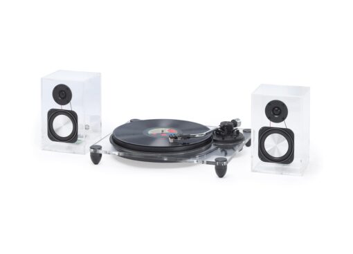 Steepletone SoHo Clear Professional Turntable Record Player with Wireless Bluetooth Speakers